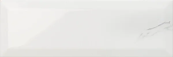 100 x 300 mm Carrara Bianco gloss beveled ceramic wall tile showing grey marble veining
