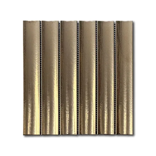 Fluto 1.75" x 12" gold metallic glazed ceramic subway tile wholesale sheet