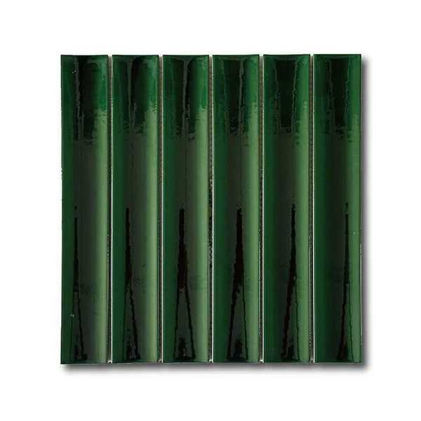 Bangkok Forest Green 3D Fluted Ceramic Tiles wholesale stack
